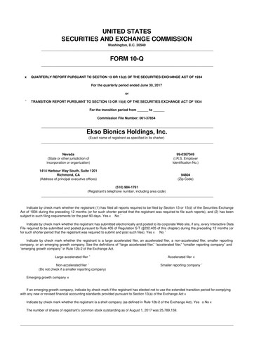 Thumbnail Ekso Bionics
 10-Q Quarterly Report FY2017 