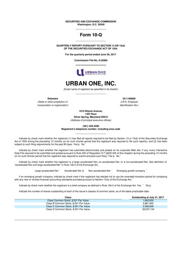 Thumbnail Urban One
 10-Q Quarterly Report FY2017 