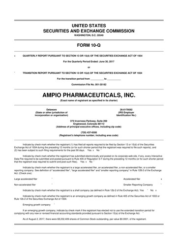 Thumbnail Ampio Pharmaceuticals 10-Q Quarterly Report FY2017 