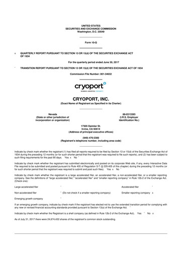 Thumbnail CryoPort 10-Q Quarterly Report FY2017 
