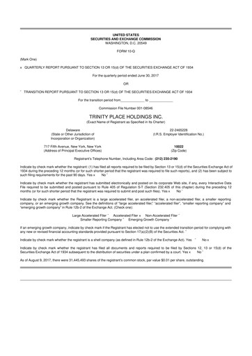Thumbnail Trinity Place Holdings
 10-Q Quarterly Report FY2017 