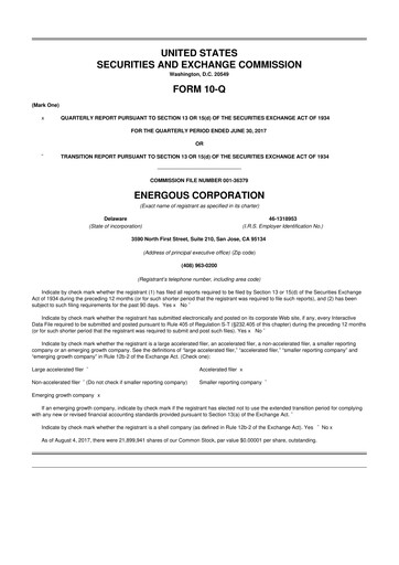 Vorschaubild Energous 10-Q Quartalsbericht 2017 