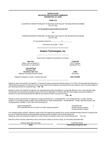 Thumbnail Hudson Technologies 10-Q Quarterly Report FY2017 