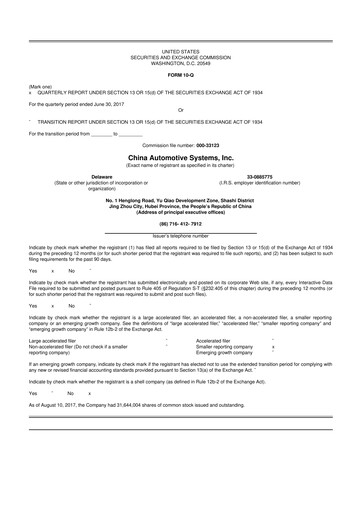 Vorschaubild China Automotive Systems 10-Q Quartalsbericht 2017 