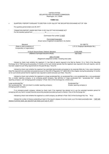 Thumbnail First United Corporation 10-Q Quarterly Report FY2017 