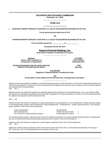 Thumbnail Esquire Financial Holdings 10-Q Quarterly Report FY2017 