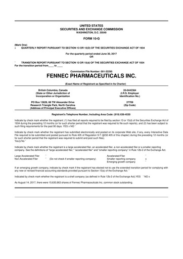 Miniature Fennec Pharmaceuticals 10-Q Rapport trimestriel 2017 