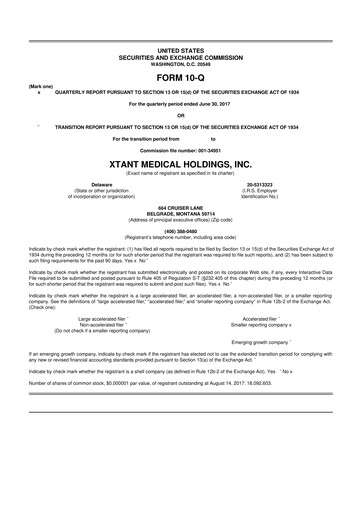 Thumbnail Xtant Medical 10-Q Quarterly Report FY2017 