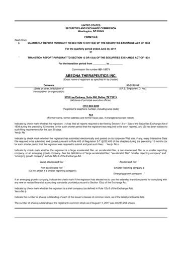 Thumbnail Abeona Therapeutics
 10-Q Quarterly Report FY2017 