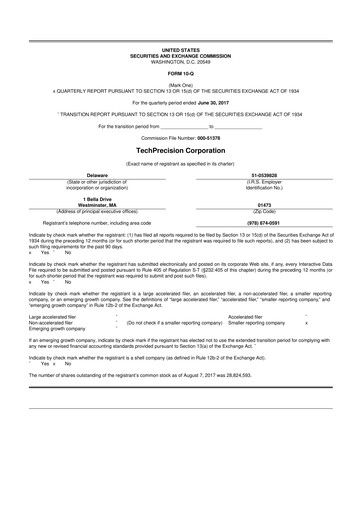Thumbnail TechPrecision 10-Q Quarterly Report FY2018 