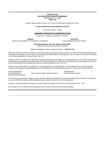 Miniature Marine Products Corporation 10-Q Rapport trimestriel  
