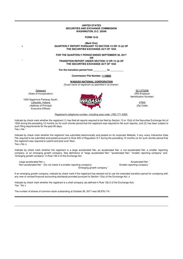 Thumbnail Wabash National
 10-Q Quarterly Report FY2017 