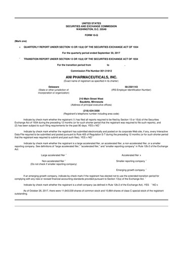 Thumbnail ANI Pharmaceuticals 10-Q Quarterly Report FY2017 