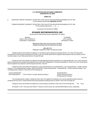 Thumbnail Iovance Biotherapeutics
 10-Q Quarterly Report FY2017 