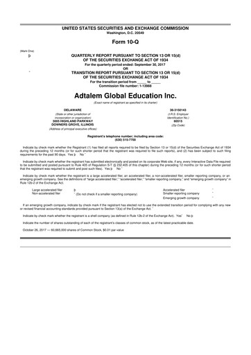 Thumbnail Adtalem Global Education
 10-Q Quarterly Report FY2018 