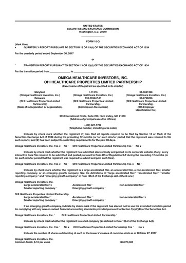 Thumbnail Omega Healthcare Investors 10-Q Quarterly Report FY 