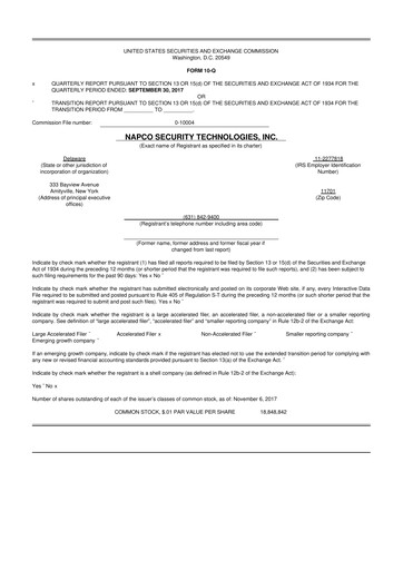 Thumbnail NAPCO Security Technologies 10-Q Quarterly Report FY2018 