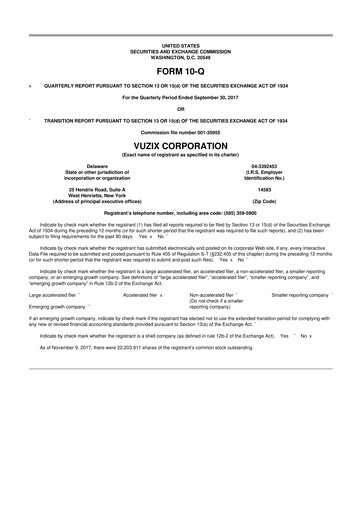 Thumbnail Vuzix
 10-Q Quarterly Report FY2017 