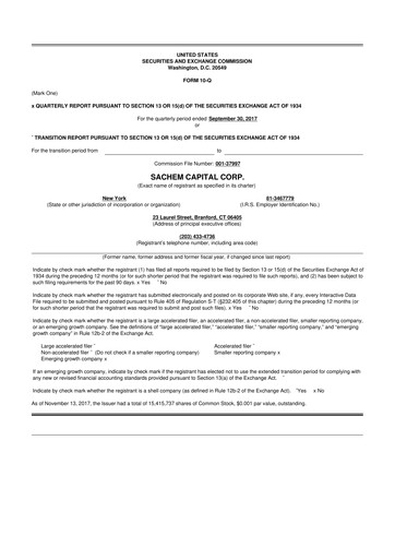 Thumbnail Sachem Capital
 10-Q Quarterly Report FY 