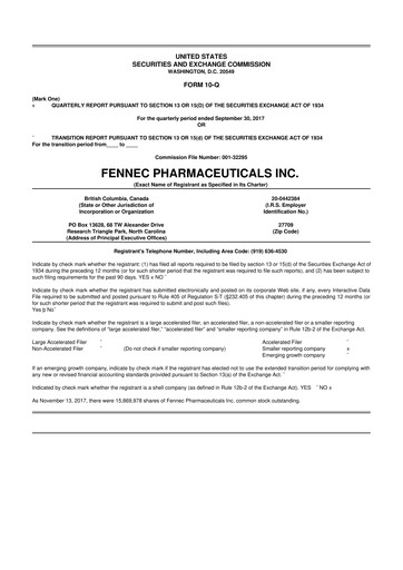 Miniature Fennec Pharmaceuticals 10-Q Rapport trimestriel 2017 