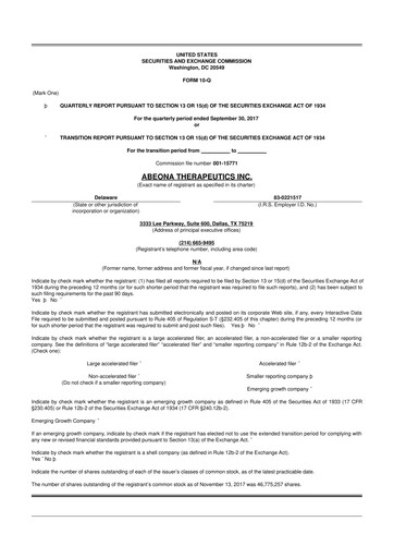 Thumbnail Abeona Therapeutics
 10-Q Quarterly Report FY2017 