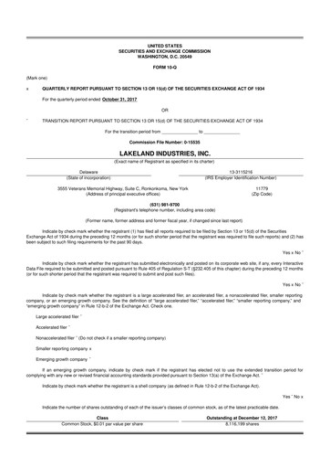 Thumbnail Lakeland Industries
 10-Q Quarterly Report FY2018 