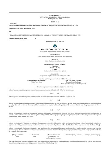 Thumbnail Waste Connections 10-K Annual Report 2017