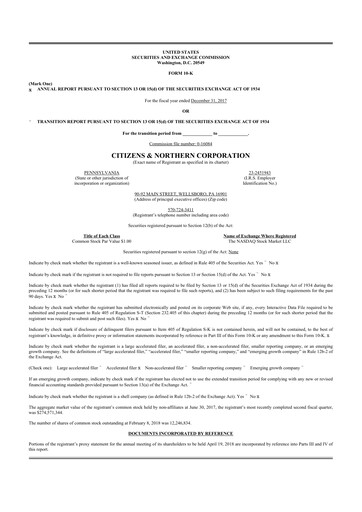 Thumbnail Citizens & Northern Corp 10-K Annual Report 2017