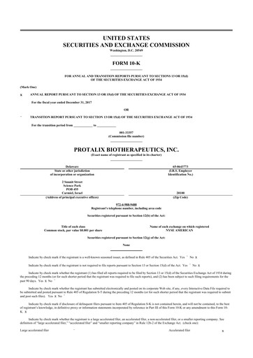 Thumbnail Protalix BioTherapeutics
 10-K Annual Report 2017