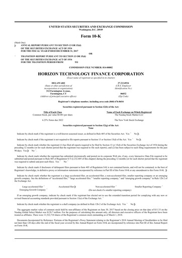 Thumbnail Horizon Technology Finance 10-K Annual Report 