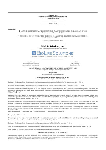 Vorschaubild Biolife Solutions
 10-K Jahresbericht 2017