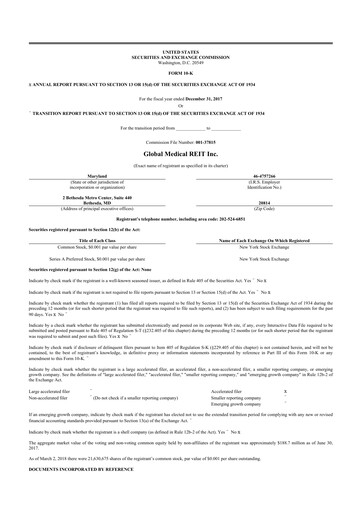 Miniature Global Medical REIT
 10-K Rapport annuel 2017