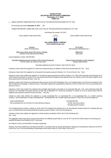 Thumbnail Hallador Energy Company
 10-K Annual Report 2017