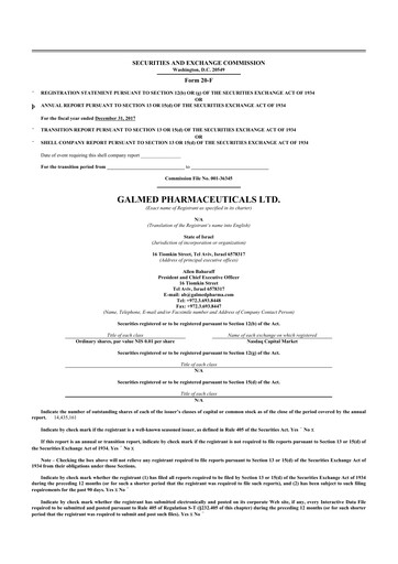 Thumbnail Galmed Pharmaceuticals
 20-F Annual Report 2017