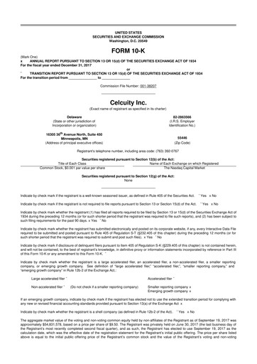 Vorschaubild Celcuity Inc. 10-K Jahresbericht 2017