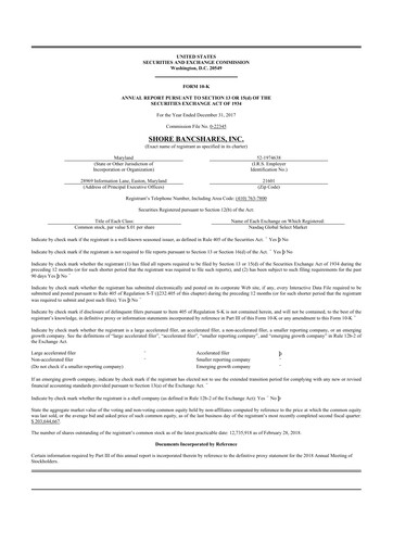 Thumbnail Shore Bancshares 10-K Annual Report 2017