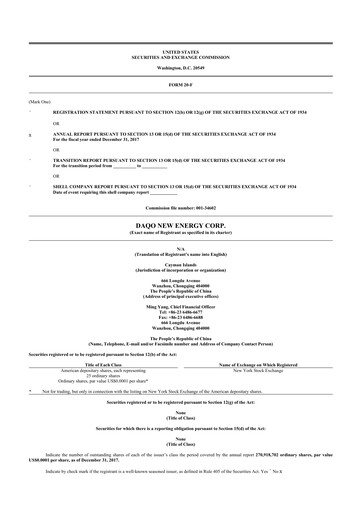 Thumbnail Daqo New Energy 20-F Annual Report 2017