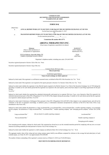 Thumbnail Abeona Therapeutics
 10-K Annual Report 2017