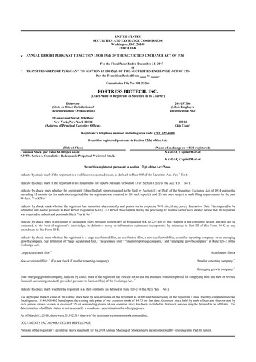 Vorschaubild Fortress Biotech
 10-K Jahresbericht 2017