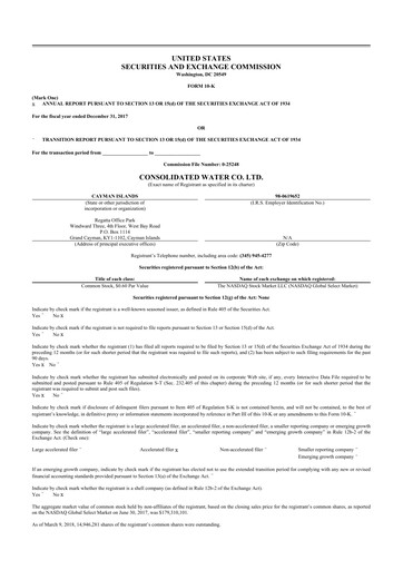 Thumbnail Consolidated Water 10-K Annual Report 2017