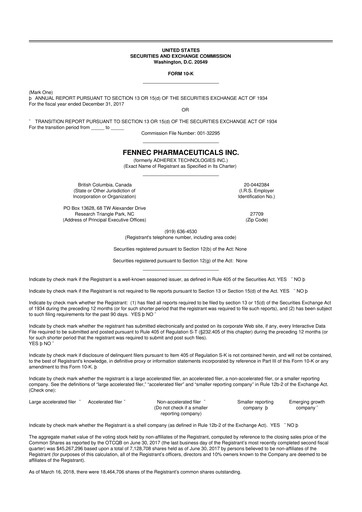 Vorschaubild Fennec Pharmaceuticals 10-K Jahresbericht 2017