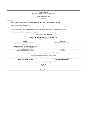 Thumbnail China Automotive Systems 10-K Annual Report 2017