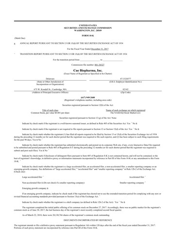 Thumbnail Cue Biopharma 10-K Annual Report 