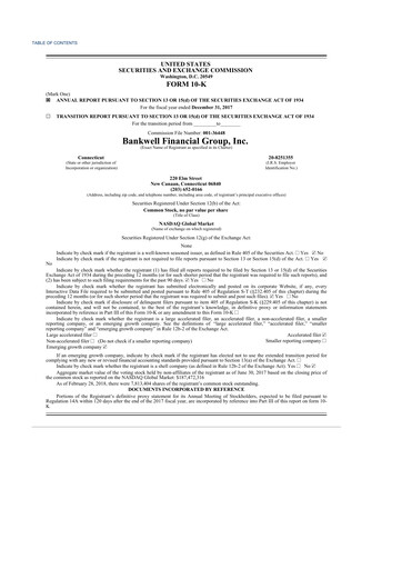 Thumbnail Bankwell Financial Group 10-K Annual Report 2017