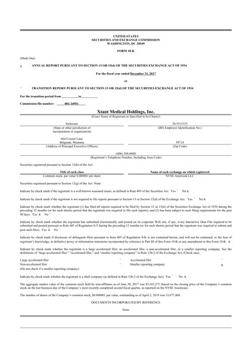 Thumbnail Xtant Medical 10-K Annual Report 