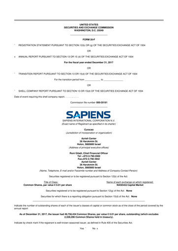 Thumbnail Sapiens International Corporation 20-F Annual Report 2017