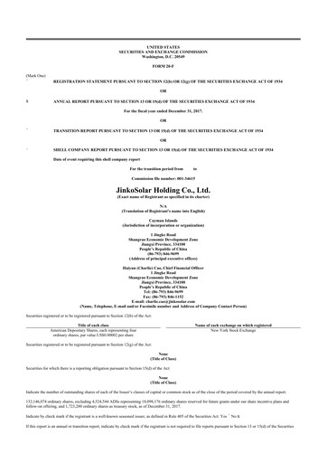 Thumbnail Jinko Solar 20-F Annual Report 2017