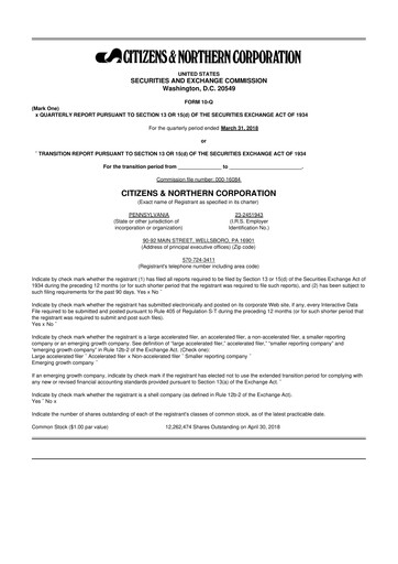 Thumbnail Citizens & Northern Corp 10-Q Quarterly Report FY2018 
