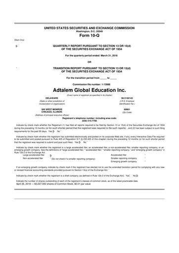 Thumbnail Adtalem Global Education
 10-Q Quarterly Report FY2018 