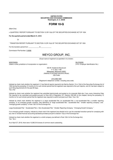 Thumbnail Weyco Group 10-Q Quarterly Report FY2018 